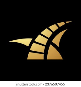 Gold Abstract Grass Shaped Icon on a Black Background