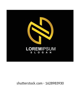 Gold abstract letter n logo design Premium Vector