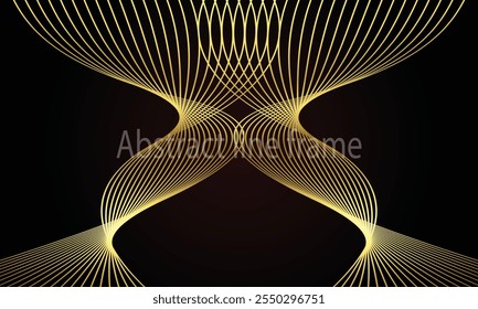 Vector de fondo de arte de línea abstracta de oro. Fondo de mapa topográfico de montaña con textura de líneas doradas,