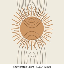 Gold abstract line arts background vector. Contemporary minimalist backgrounds modern boho style. Mid century wall decor, vector art print