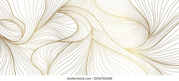 Gold abstract line arts background vector. Luxury wallpaper design for prints, wall arts and home decoration, cover and packaging design.