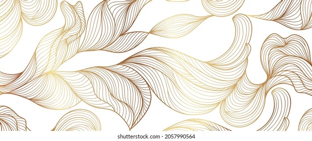 Vector de fondo de las artes de línea abstractas de oro. Diseño de papel pintado de lujo para impresiones, artes murales y decoración casera, diseño de cubiertas y embalajes.