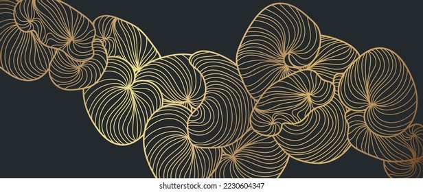 Gold abstract line arts background vector. Luxury abstract organic shape, curve gold line art background. Design illustration for print, wallpaper, wall art, home decor, cover, banner, invitation.