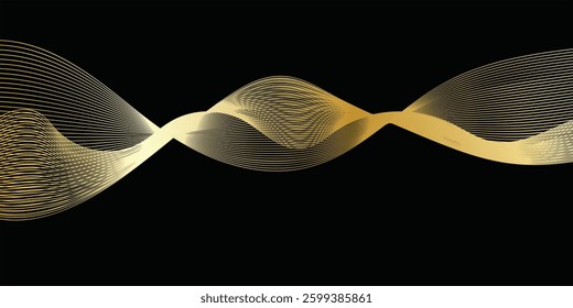 Gold abstract line arts background vector. Luxury wall paper design for prints, wall arts and home decoration, cover and packaging design.