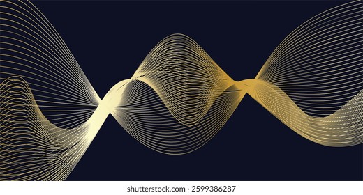 Gold abstract line arts background vector. Luxury wall paper design for prints, wall arts and home decoration, cover and packaging design.