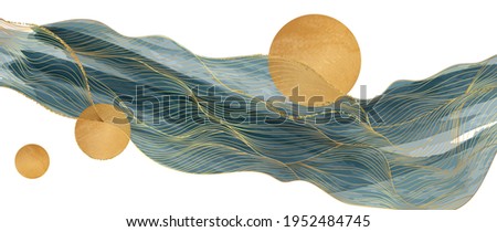Gold abstract line arts background vector. Luxury wall paper design for prints, wall arts and home decoration, cover and packaging design.