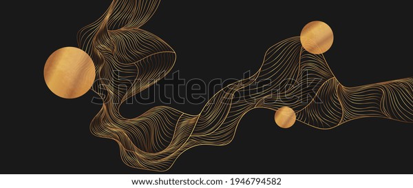 Gold abstract line arts background vector. Luxury
wall paper design for prints, wall arts and home decoration, cover
and packaging design.