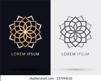 Gold abstract lotus logo, symbol, icon, graphic, vector.