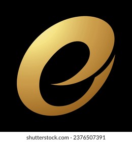 Gold Abstract Lowercase Spiky Letter E Icon on a Black Background