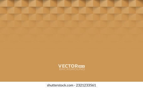 Fondo de textura cuadrada abstracta dorada, estilo de arte de papel 3d con espacio de copia debajo, ilustración vectorial