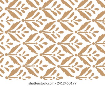 Gold Abstract Organic Pattern. Leaves, Flowers Lines with Brush Strokes. Modern Printable Background Ornament. Abstract Organic Shape. Grounge Texture Walpaper. Leaf, Flowers Textile Background.