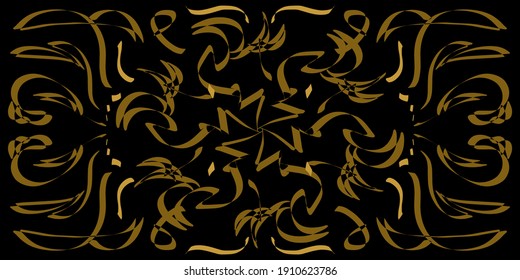 Gold abstract ornament on dark background