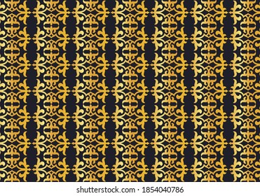 Gold Abstract Ornament Pattern Template. Background template in trendy kazakh traditional style - signs made with golden foil on black background - luxury products, ornaments, emblems. Vector.