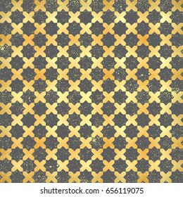 Gold Abstract pattern in Arabian style. Seamless vector background. Grey and gold texture. Graphic modern pattern.