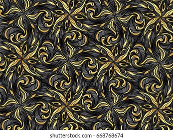 Gold abstract pattern. Floral colorful background. Vintage texture.