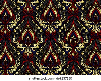 Gold abstract pattern. Floral colorful background. Vintage texture.