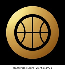 Gold Abstract Round Basketball Icon on a Black Background