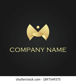 Goldenes abstraktes Logo für geometrische Formen, Vektorbild