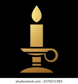 Gold Abstract Simplified Candle Stick Icon on a Black Background