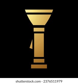Gold Abstract Simplified Flashlight Icon on a Black Background