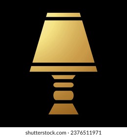 Gold Abstract Simplified Lampshade Icon on a Black Background