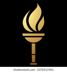 Gold Abstraktes, vereinfachtes Drehbuchsymbol auf schwarzem Hintergrund