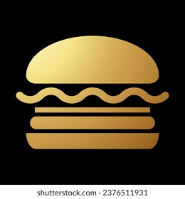 Gold Abstract Simplistic Burger Icon on a Black Background