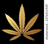 Gold Abstract Simplistic Cannabis Leaf Icon on a Black Background