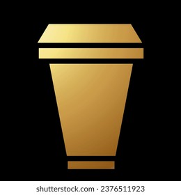 Resumen de oro Icono de la copa de café de cartón simplista sobre fondo negro