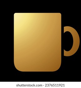 Gold Abstract Simplistic Coffee Mug Icon on a Black Background