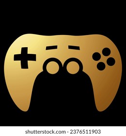 Gold Abstract Simplistic Game Controller Icon on a Black Background