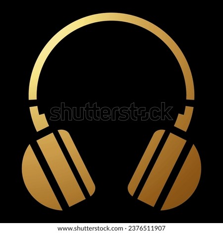 Gold Abstract Simplistic Headphones Icon on a Black Background