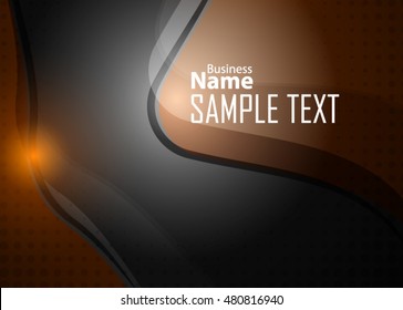 Gold abstract template for card or banner. Metal Background with waves and reflections. Business background, silver, illustration. Illustration of abstract background with a metallic element