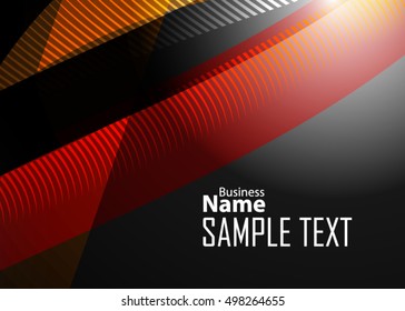 Gold abstract template for card or banner. Metal Background with waves and reflections.