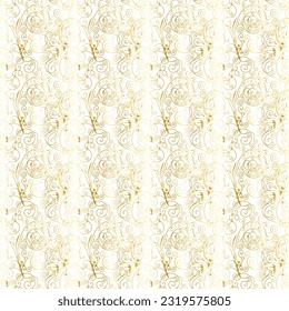 Gold abstract texture on a white background. Design elegant ornament card, print, wedding, birthday, packaging, branding, scrapbooking, wallpaper, business card. Vector illustration  