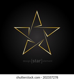 The Gold Abstract vector star on black background. Corporate logo template