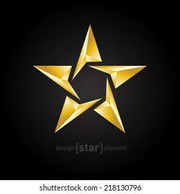 The Gold Abstract vector star on black background