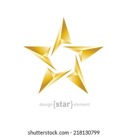 The Gold Abstract vector star on white background. Corporate logotype template