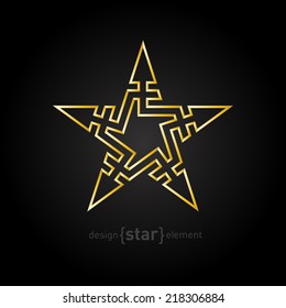 The Gold Abstract vector star on black background. Corporate logotype template