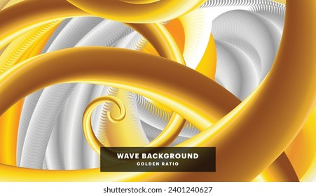Gold Abstract Wave Background. Golden Ratio style. Abstraction Gold Concept Waves new idea Design Background. web,banner,poster and other business.