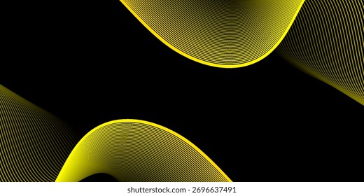Fondo abstracto de la onda del oro. Patrón de remolino de purpurina de lujo. Ilustración vectorial de líneas de curva de oro aisladas en negro. Elegantes Elementos de diseño de moda moderna. DE MODA