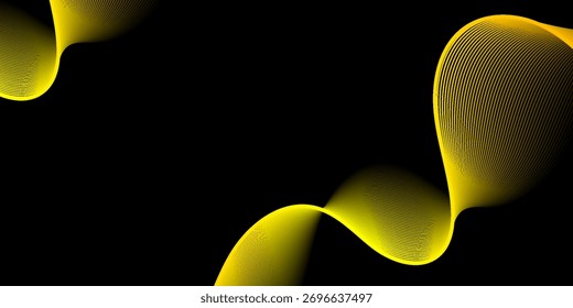 Goldener abstrakter Wellenhintergrund. Luxus Glitter Glitter Wirbelmuster. Vektorgrafik von goldenen Kurvenlinien einzeln auf Schwarz. Elegante moderne Modedesign-Elemente. TRENDY