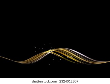 gold abstract wave black background