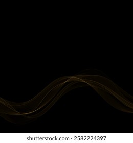 Gold abstract wave on black background. presentation template. decor for shell brochures, flyers, postcards. layout for an advertising banner. eps 10