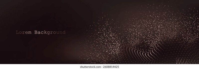 Gold abstract waves background. Golden curve lines vector illustration isolated on brown Luxury glitter shiny swirl. Connecting dots and lines. Big data visualization and Business .Vector illustration