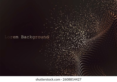 Gold abstract waves background. Golden curve lines vector illustration isolated on brown Luxury glitter shiny swirl. Connecting dots and lines. Big data visualization and Business .Vector illustration