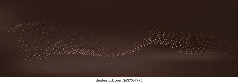 Gold abstract waves background. Golden curve lines vector illustration isolated on brown Luxury glitter shiny swirl. Connecting dots and lines. Big data visualization and Business .Vector illustration