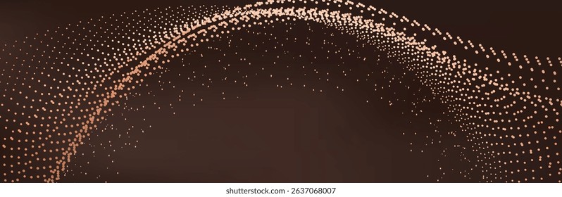 Gold abstract waves background. Golden curve lines vector illustration isolated on brown Luxury glitter shiny swirl. Connecting dots and lines. Big data visualization and Business .Vector illustration