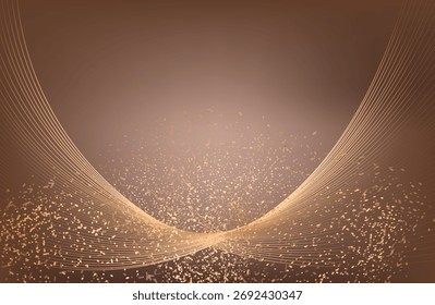 Gold abstract waves background. Golden curve lines vector illustration isolated on black Luxury glitter shiny swirl pattern. Elegant modern fashion design element.