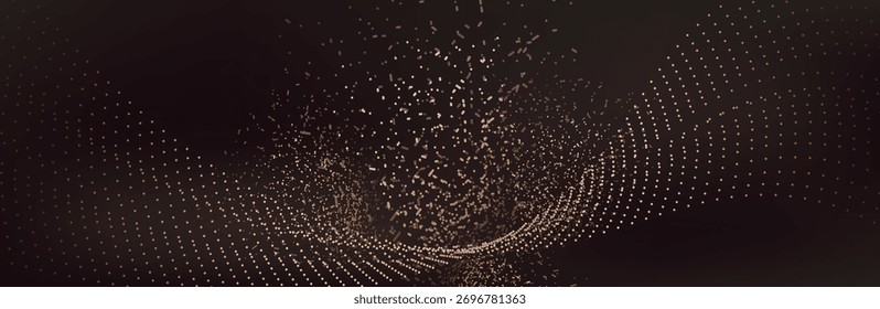 Gold abstract waves background. Golden curve lines vector illustration isolated on black Luxury glitter shiny swirl pattern. Elegant modern fashion design element.